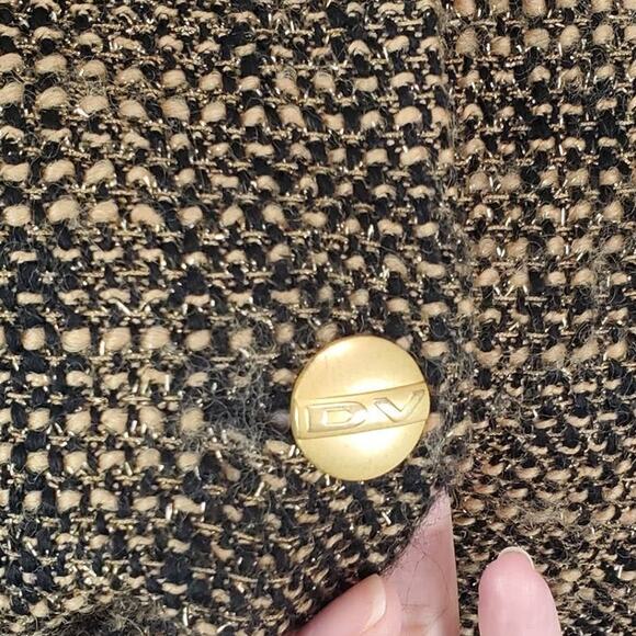 Vintage Womens Wool Blend Tweed Blazer Sz 10 Brown Black with Gold Shimmer Italy - Picture 7 of 14
